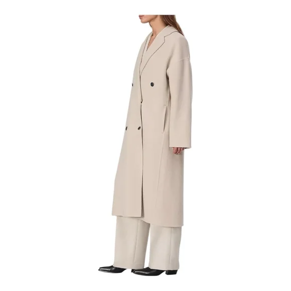 Rag & bone Thea Beige Wool Double-Breasted Coat Size Large - Picture 3 of 13